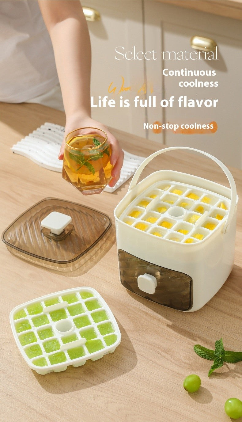 Press Type Ice Cube Tray Ice Making Box Large Capacity Easy Release with Handle