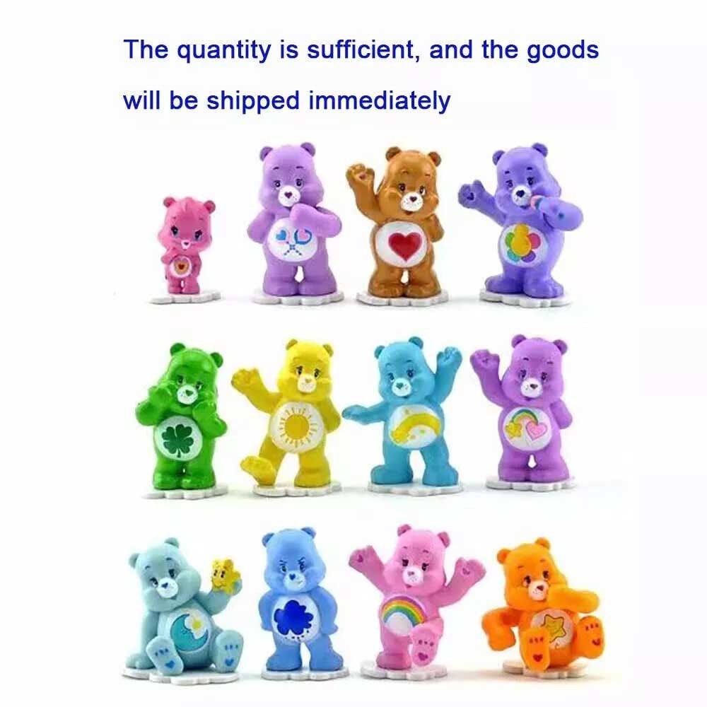Cute Care Bears Rainbow Bear Doll 12PCS Cake Decoration Topper Figure Toy