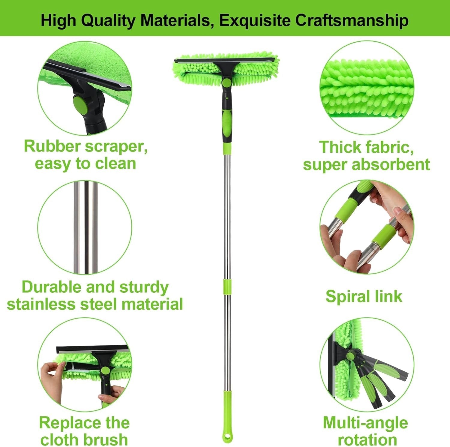 New Telescopic Extendable Window Cleaner Equipment Glass Cleaning 4.5m Squeegee