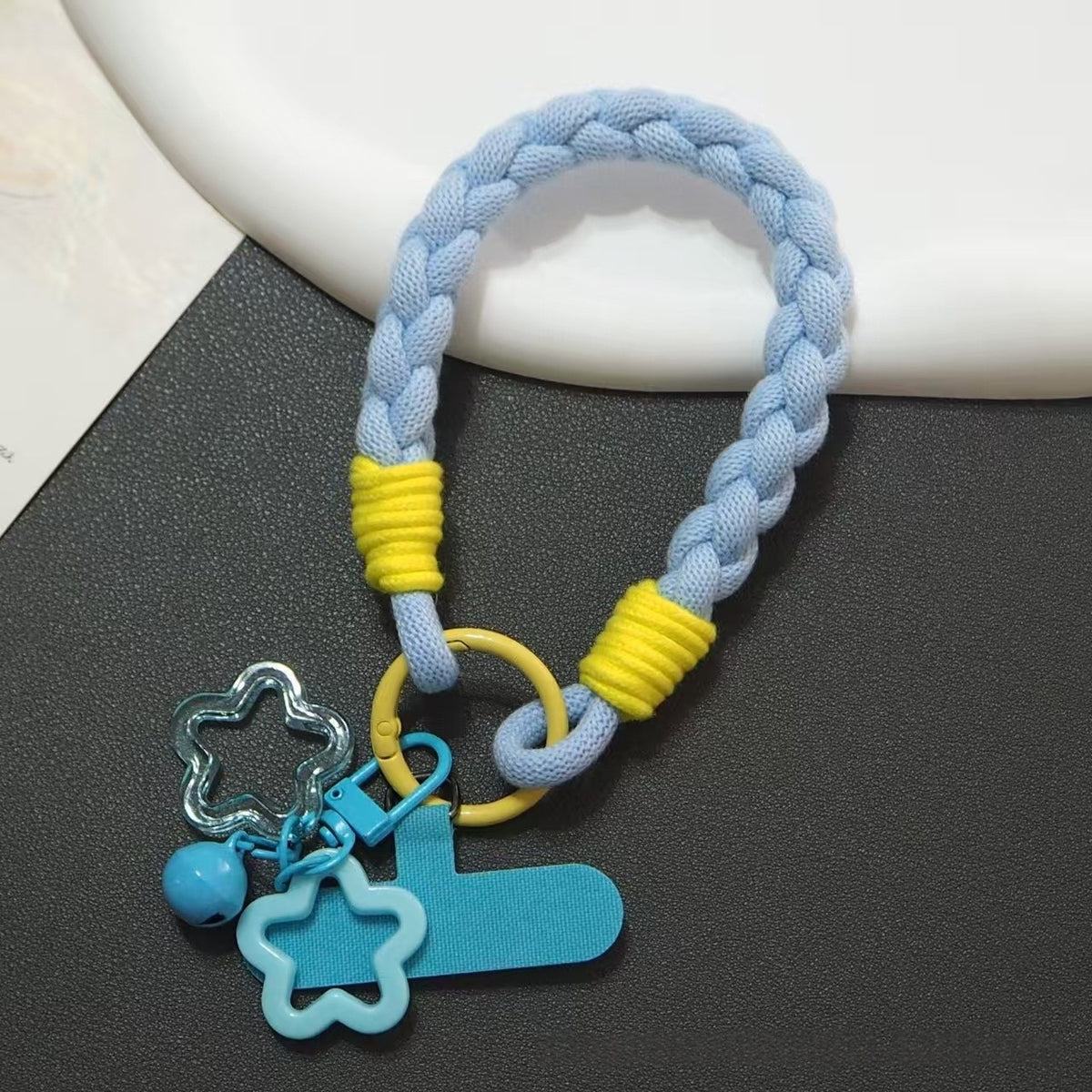 Sturdy Color-blocked Anti-loss Woven Phone Strap Keychain