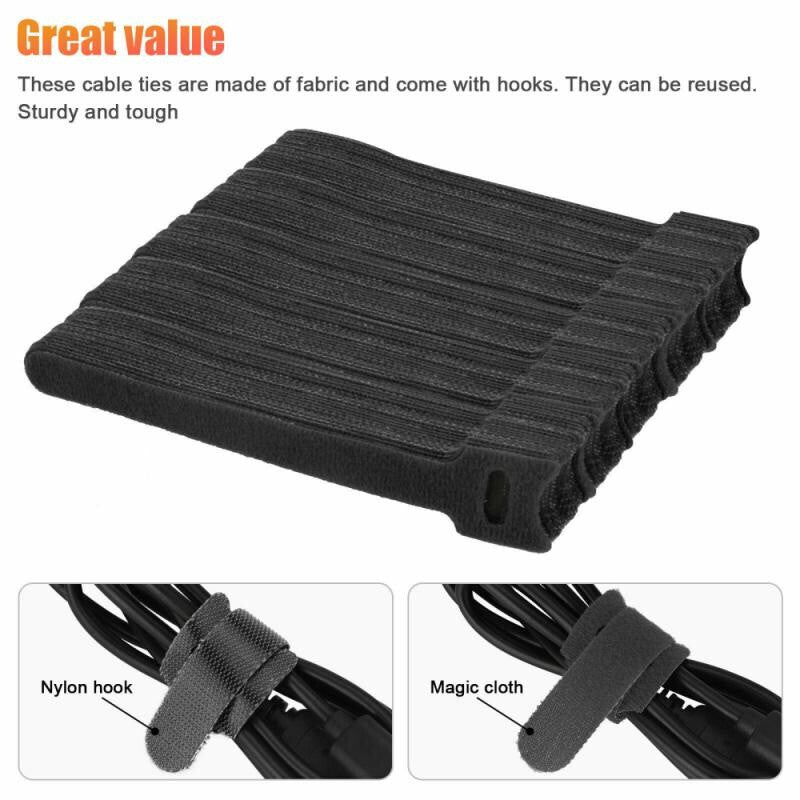 100xReusable Ties Velcros Hook and Loop Fastener Tape Ties Straps 150mm Color