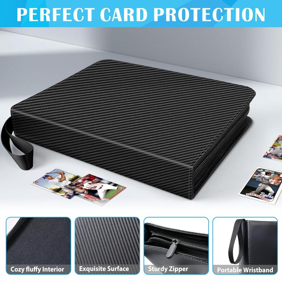900 Pockets Trading Card Binder Holder Double Sided Zip Folder Album Book 9 Slot