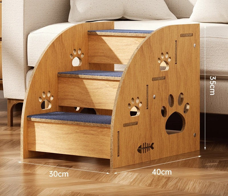 3 Steps Pet Ramp Wooden Dog Steps Stairs Cat Detachable Ladder For Bed Sofa UK