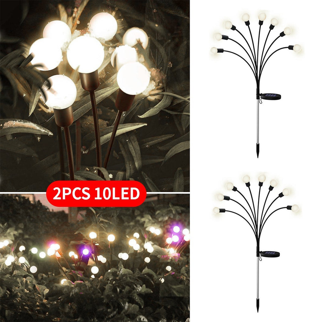 2 Pack Swaying 10 LED Solar Powered Garden Lights Outdoor Firefly Patio Lamp