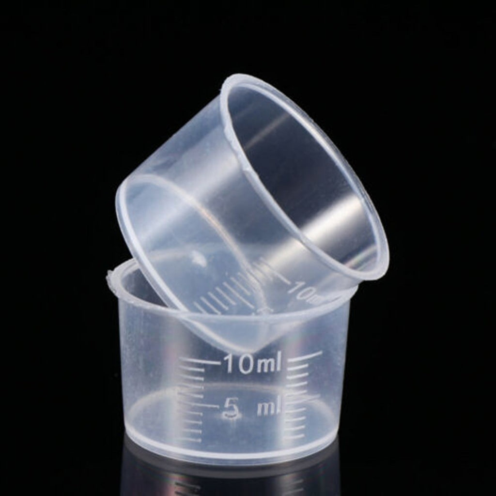 50pcs Plastic Measuring Cups 10ml Plastic Laboratory Pharmacy Kitchen Tool