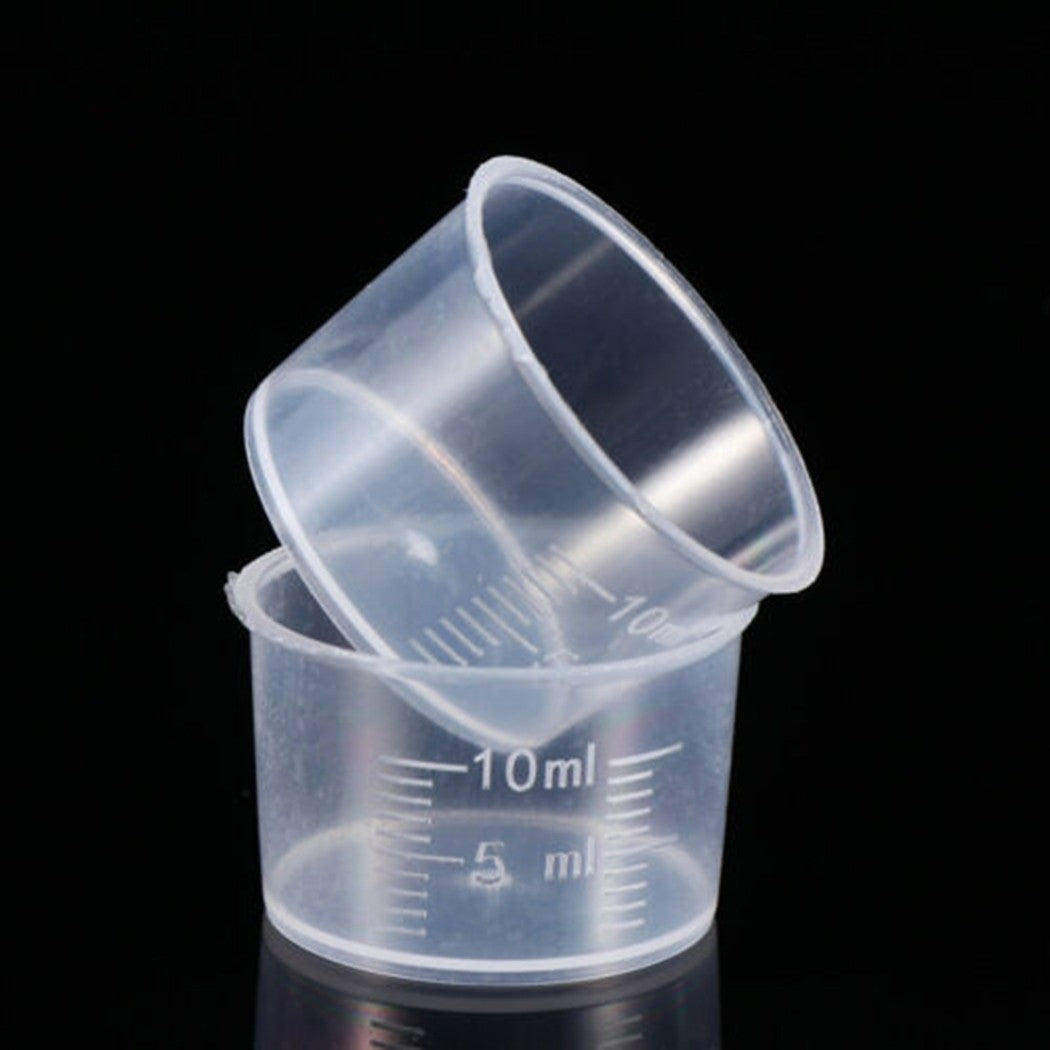 50pcs Plastic Measuring Cups 10ml Plastic Laboratory Pharmacy Kitchen Tool