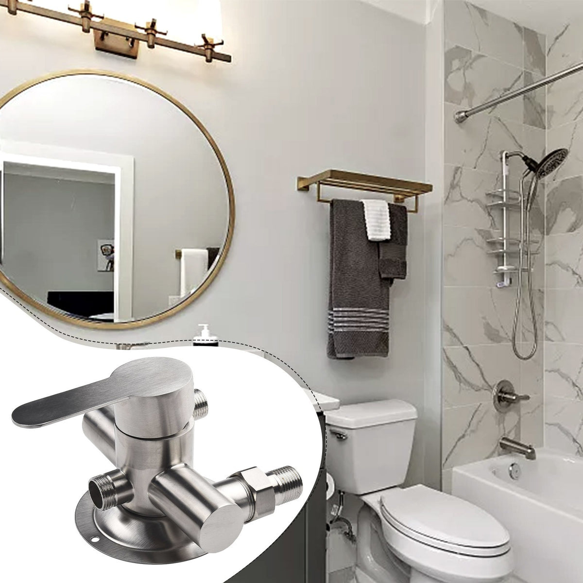Stainless Steel Shower Faucet Hot And Cold Water Mixer Wall Mounted Metal Handle