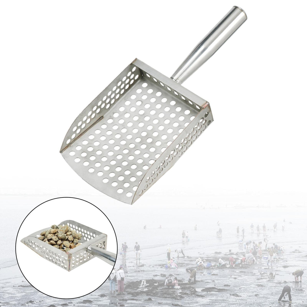 Stainless Steel Sand Scoop Sand Sifter Shovel for Metal Detecting Underwater