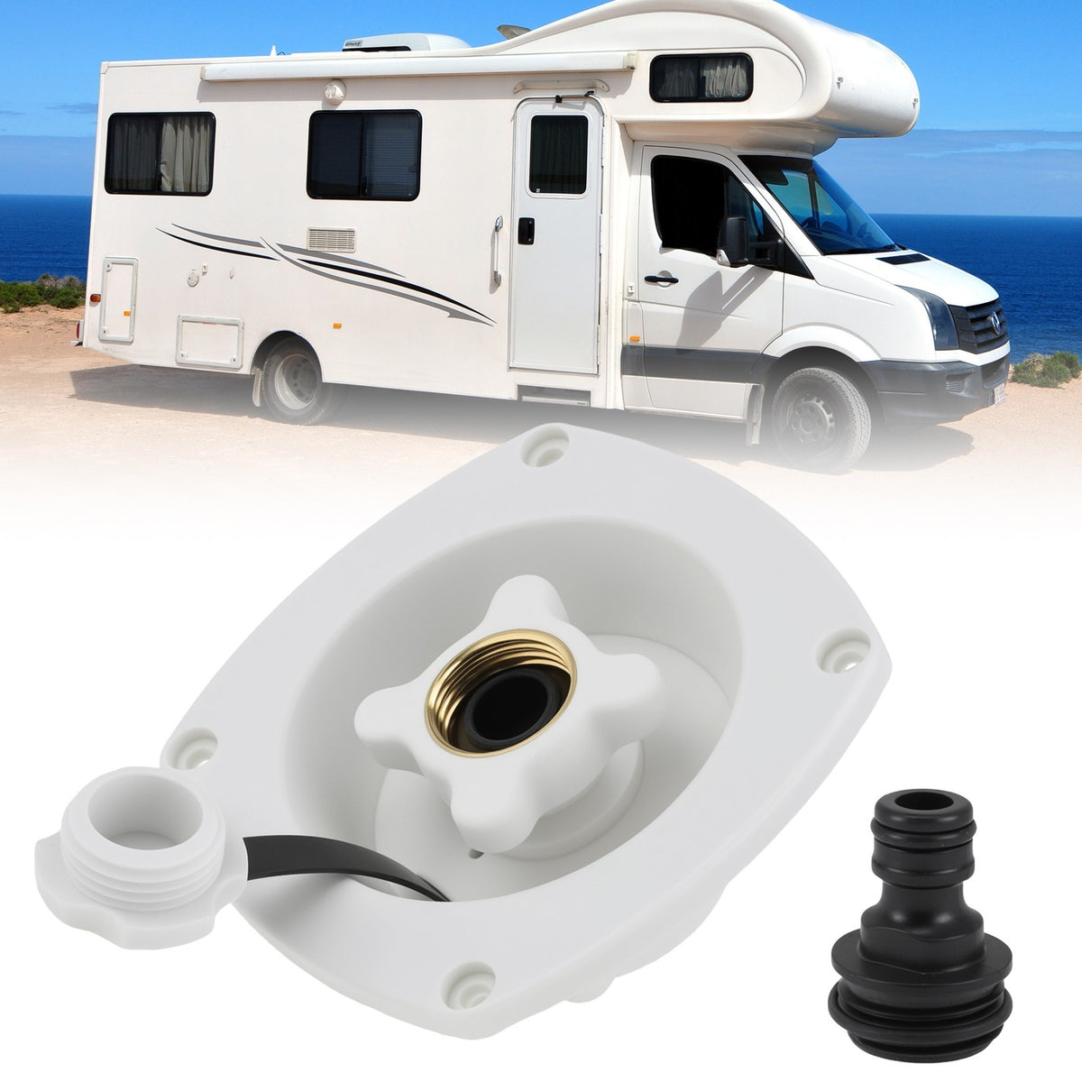 RV City Water Inlet Connection Pressure Reducing Fill Hatch Marine Camper White