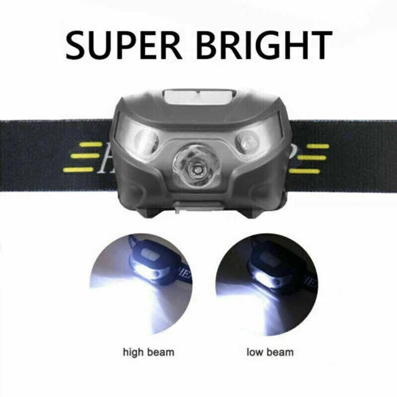 USB Rechargeable LED Headlamp Super Bright, Waterproof Head Torch UK