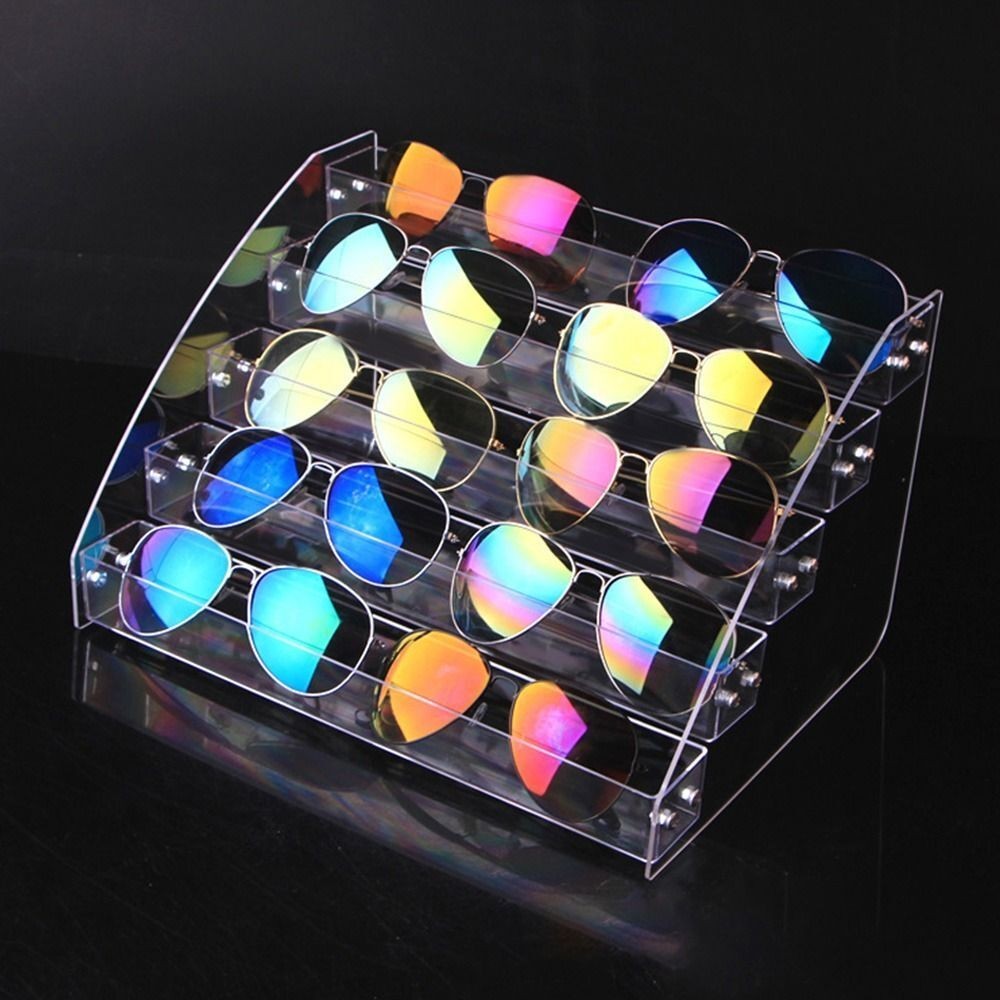 Box Acrylic Stand Jewelry Organizer Sunglass Display Rack Glasses Frame Tray
