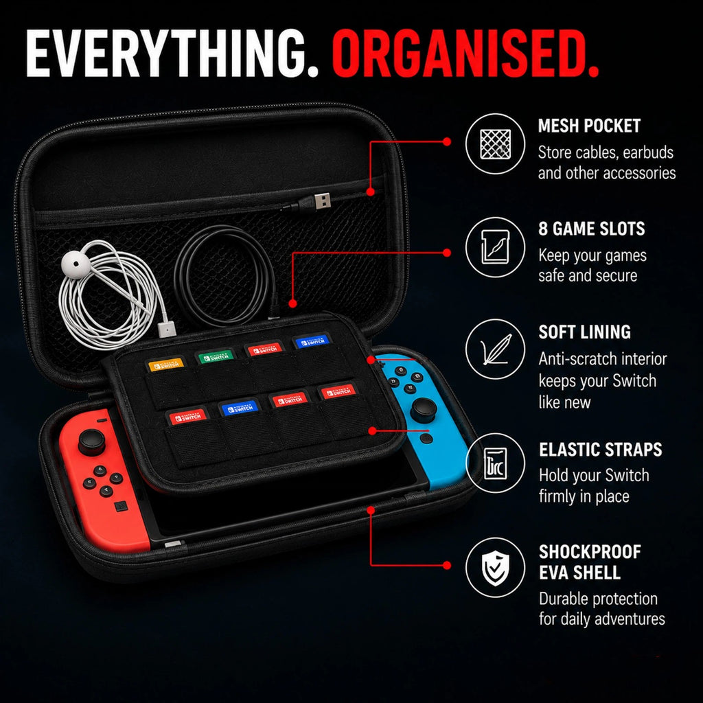 Nintendo Switch Case Hard Carry Case — OLED, Switch & Lite | EVA Travel Bag