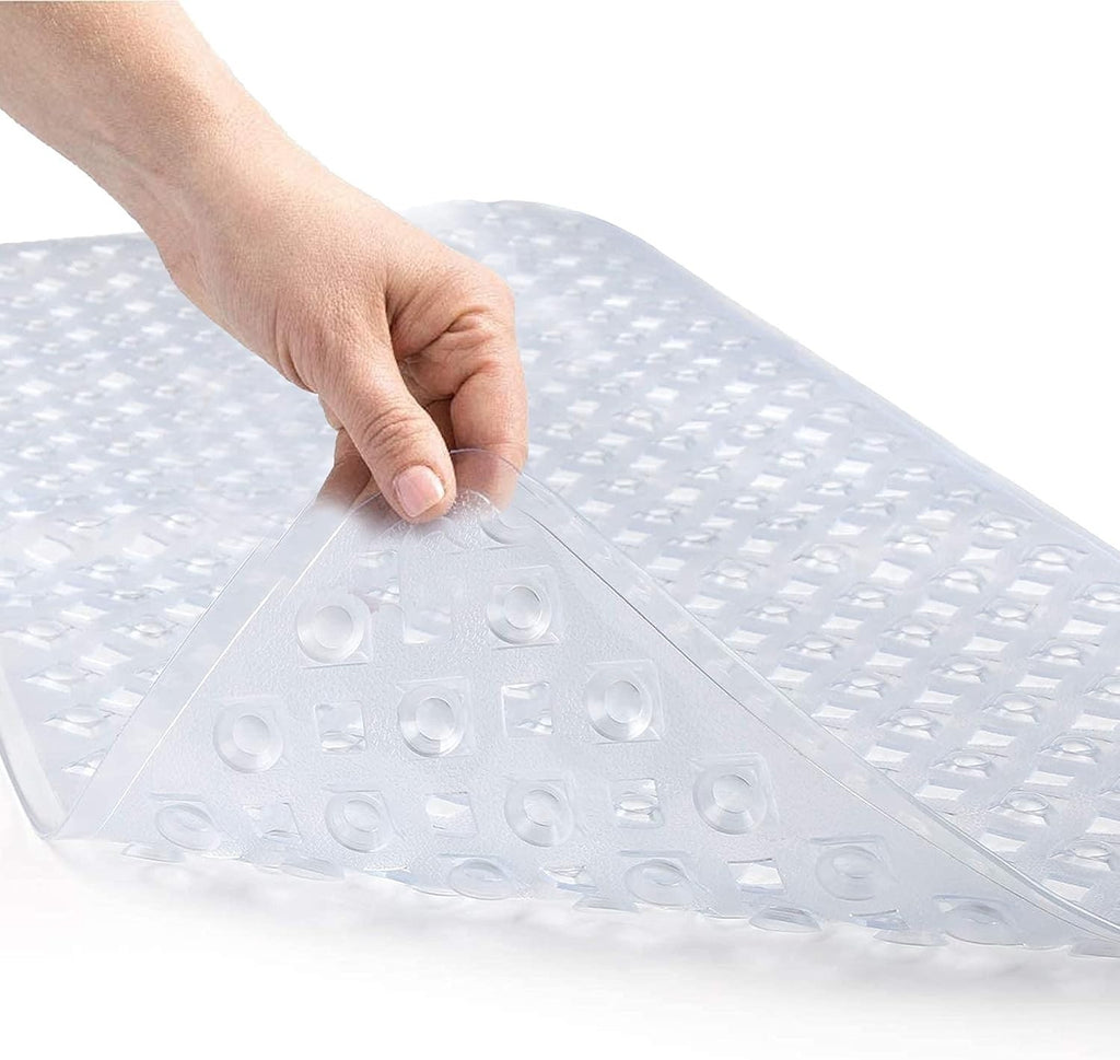 Non Slip Bath Mat 100x40cm Clear Shower Mat Anti Mould Suction Cup Rubber