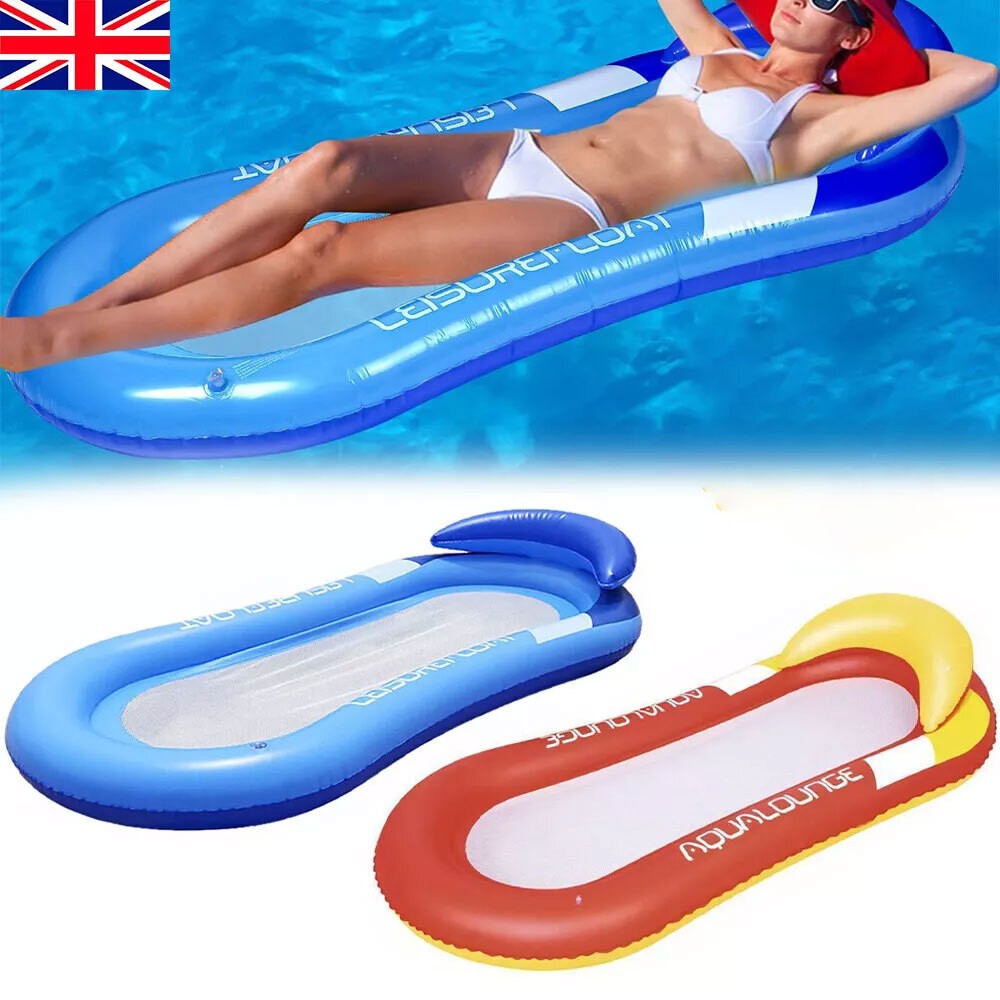 Inflatable Lilo Lounger Chair Floating Row Beach Swimming Pool Aid Air Mat Bed