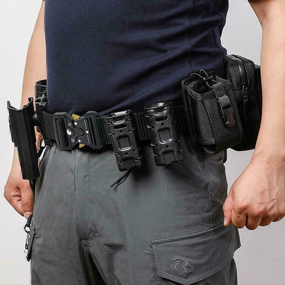 Men Quick Release Tactical Belt Black Webbing Nylon Work Military Waistbelt Gift