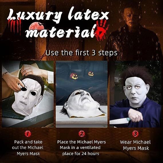 Halloween Cosplay Costume Michael Myers Mask Latex Full Head Killer Scary Prop