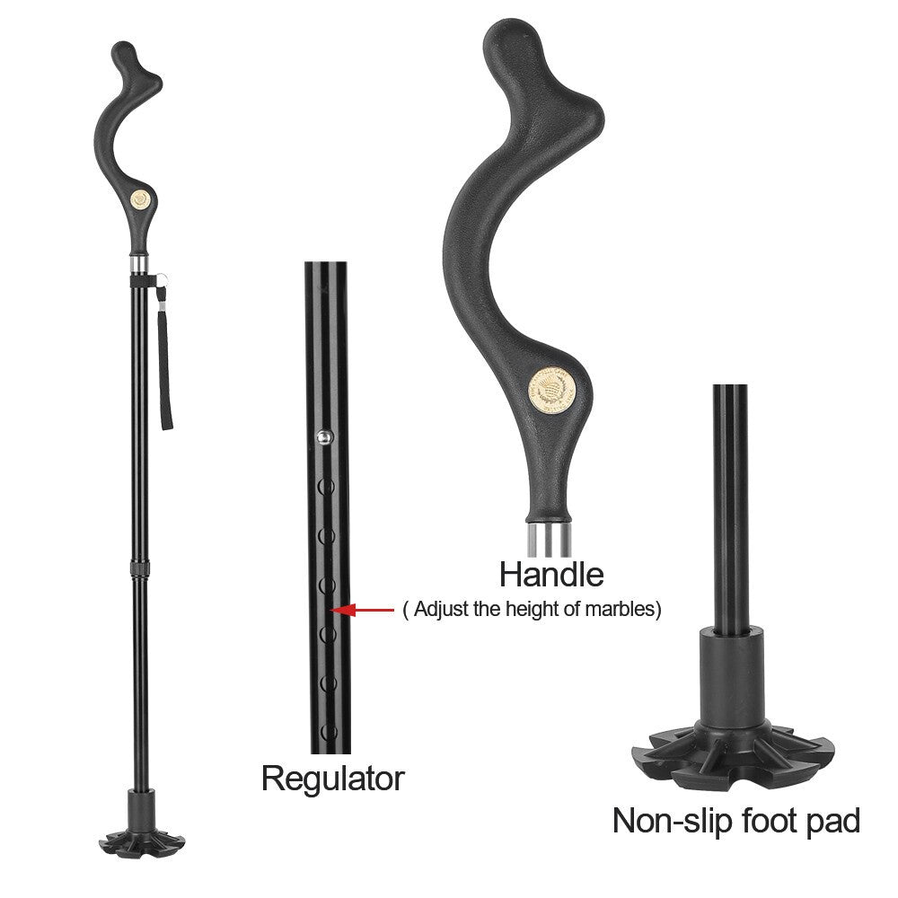 Adjustable Retractable Straight Posture Cane Walking Stick Camping Trekking Pole