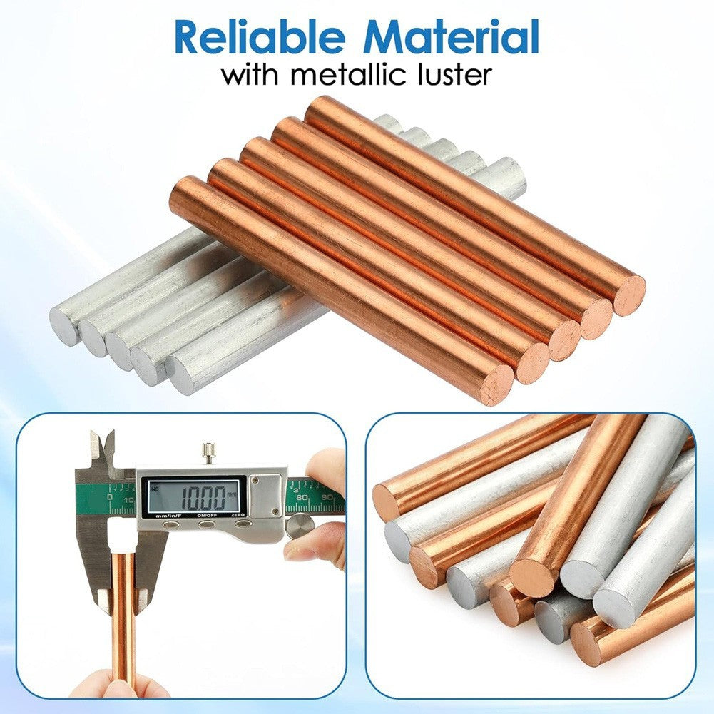 12/10 Pieces Zinc Rods Copper Rods Round Bar  (0.39*3.94in)