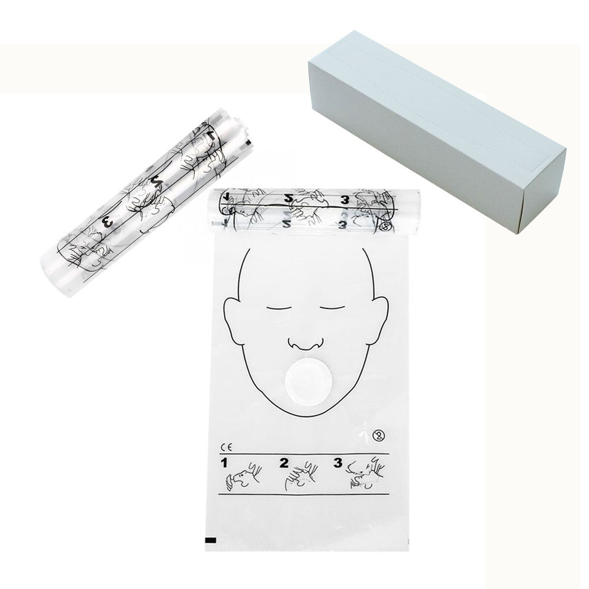 20 rolls 36pcs/roll DISPOSABLE ARTIFICIAL CPR MASK TRANSPARENT CPR FACE SHIELD
