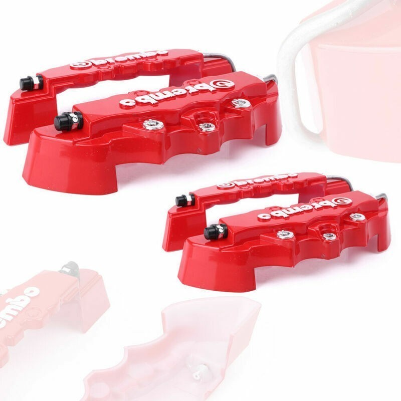 Universal Red 3D Brake Caliper Cover Set 4Pcs For Car Front & Rear Discs