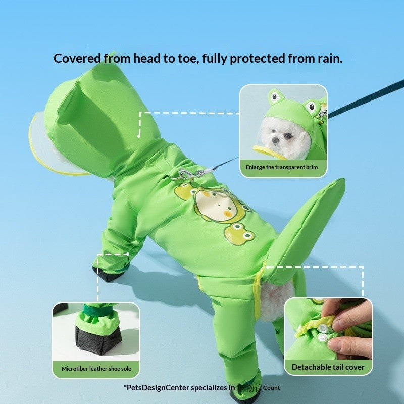 Teddy Bichon Medium- And Small-Breed Dog Rain Cape With Attached Feet