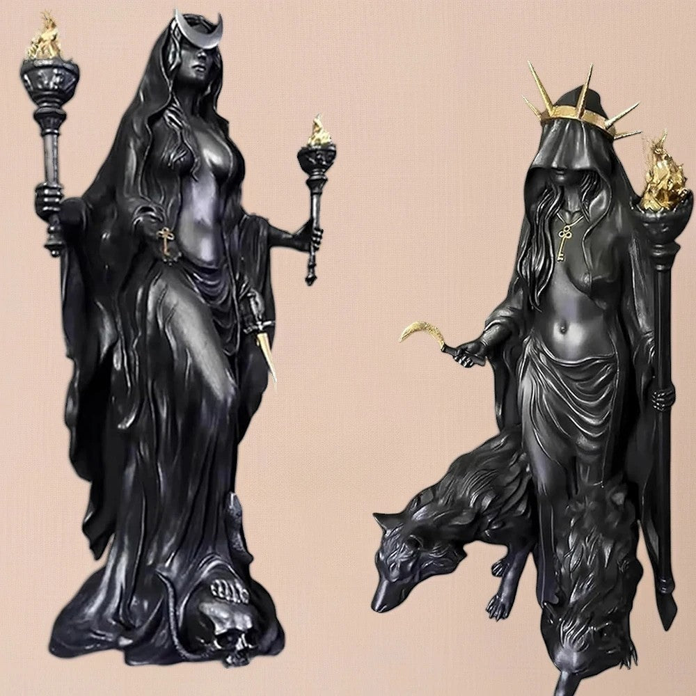 Halloween Hecate Witch Statue Greek Goddess Figurine Resin Sculpture Home Decor
