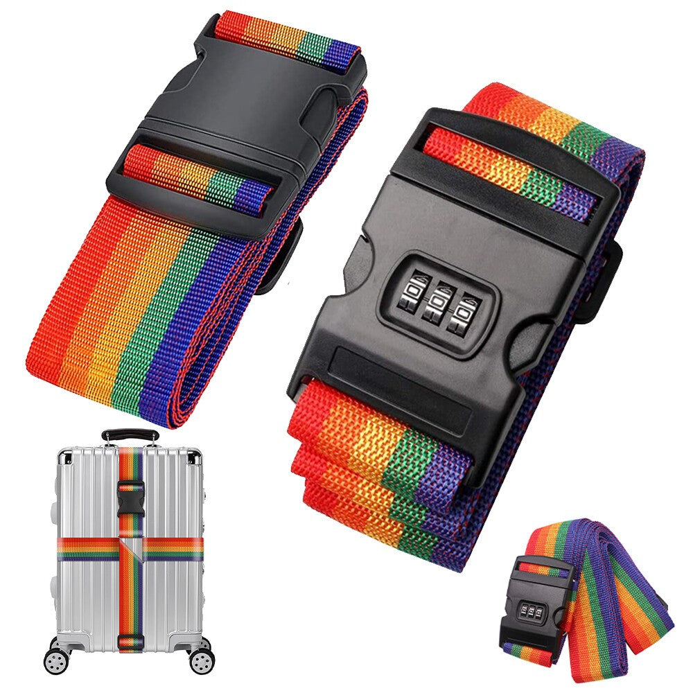 2X Adjustable Coded lock Cross Luggage Belt Strong Extra Safety Travel Straps