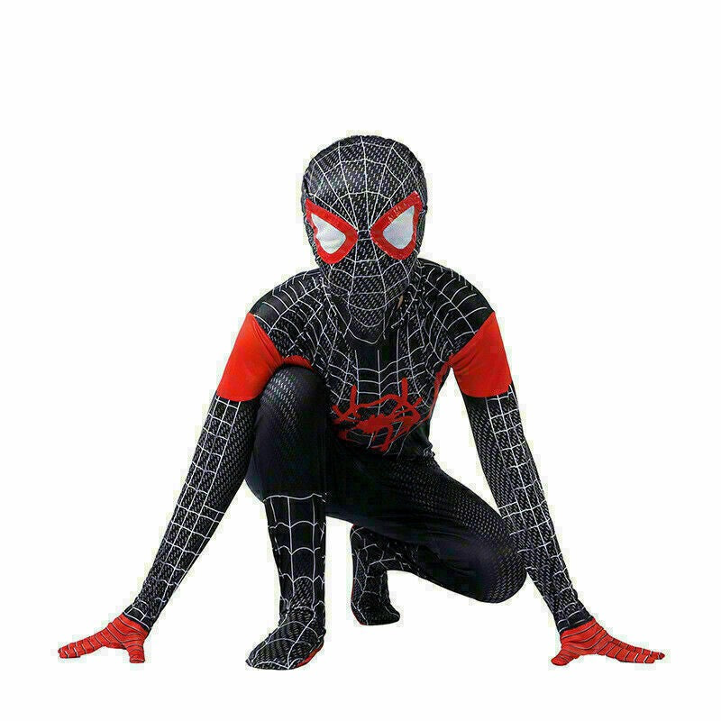 Miles Morales Spiderman Costume Men Boys Into Spider-Verse Cosplay Fancy Dress