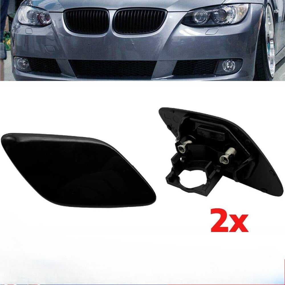 Left& Right Pair For BMW E92 E93 Headlight Washer Jet Spray Nozzle Cover Cap