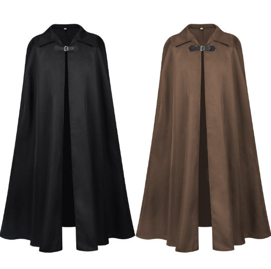 Retro Gothic Long Cloak Lapel Buckle Cape Cosplay Outfit