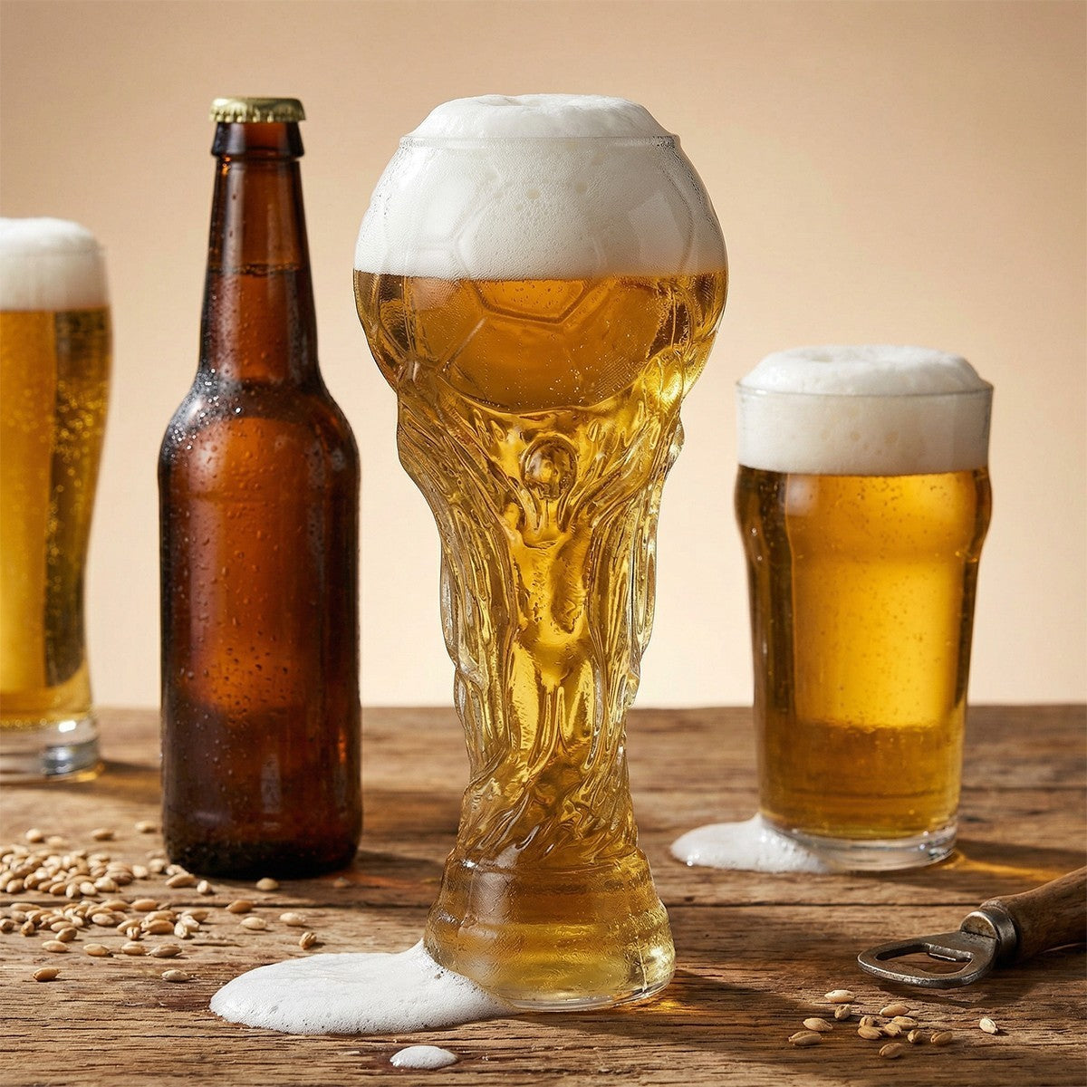 450/600/800ml Football Trophy Beer Glass Cup World Cup Shape Drinking Mug Clear