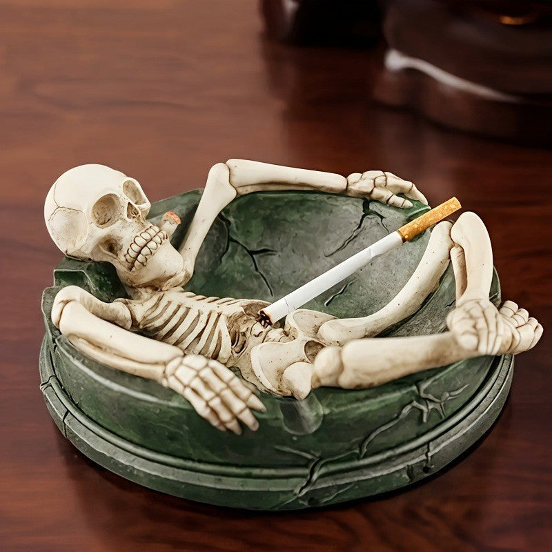 Skeleton Skull Ashtray Ash Tray Gothic Resin/ Bone , Halloween Gift