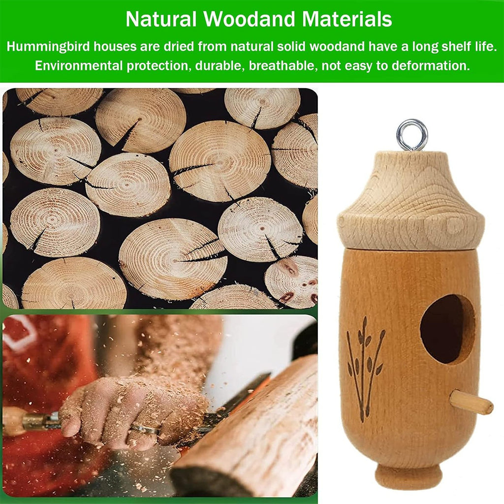 2x Hummingbird House Wooden Hand Craft Ornament Outdoor Garden Patio Decor