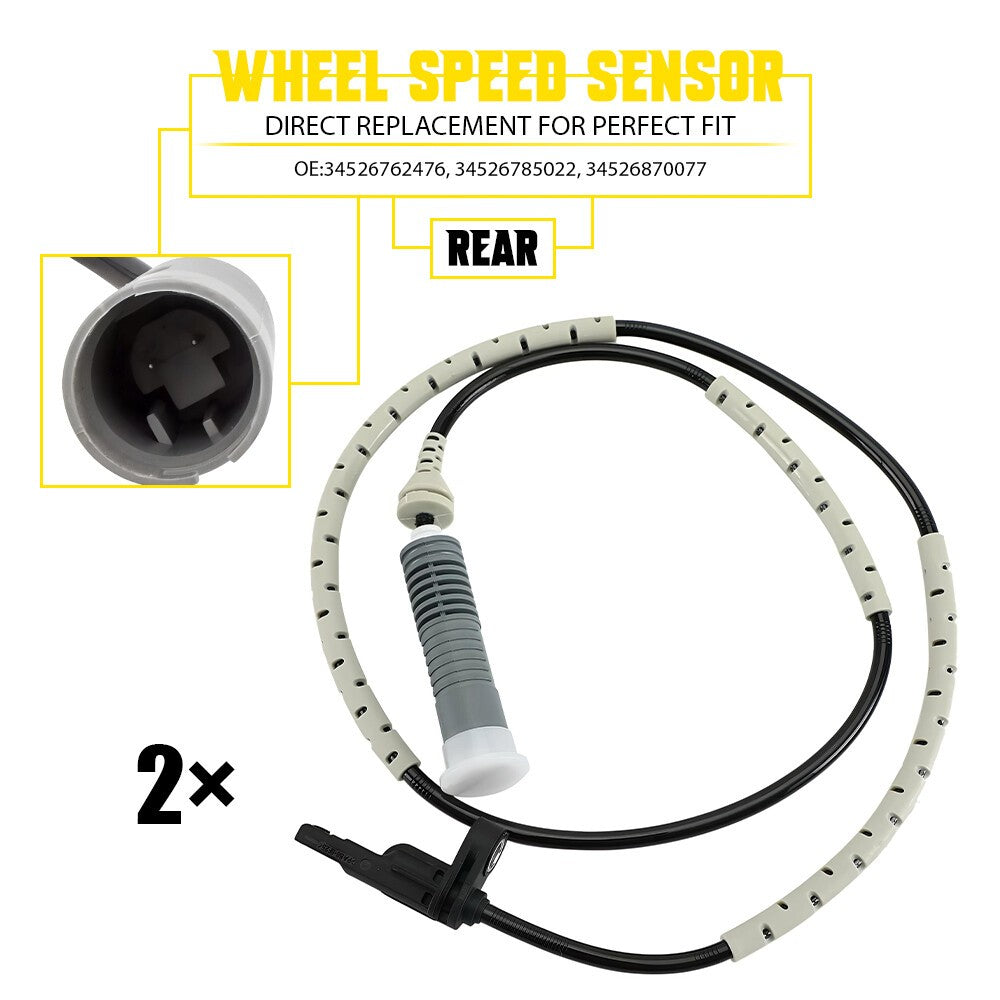 2x ABS Wheel Speed Sensor Rear For BMW 130i 325d 325i 330d 330i E81 E87 E91 E92