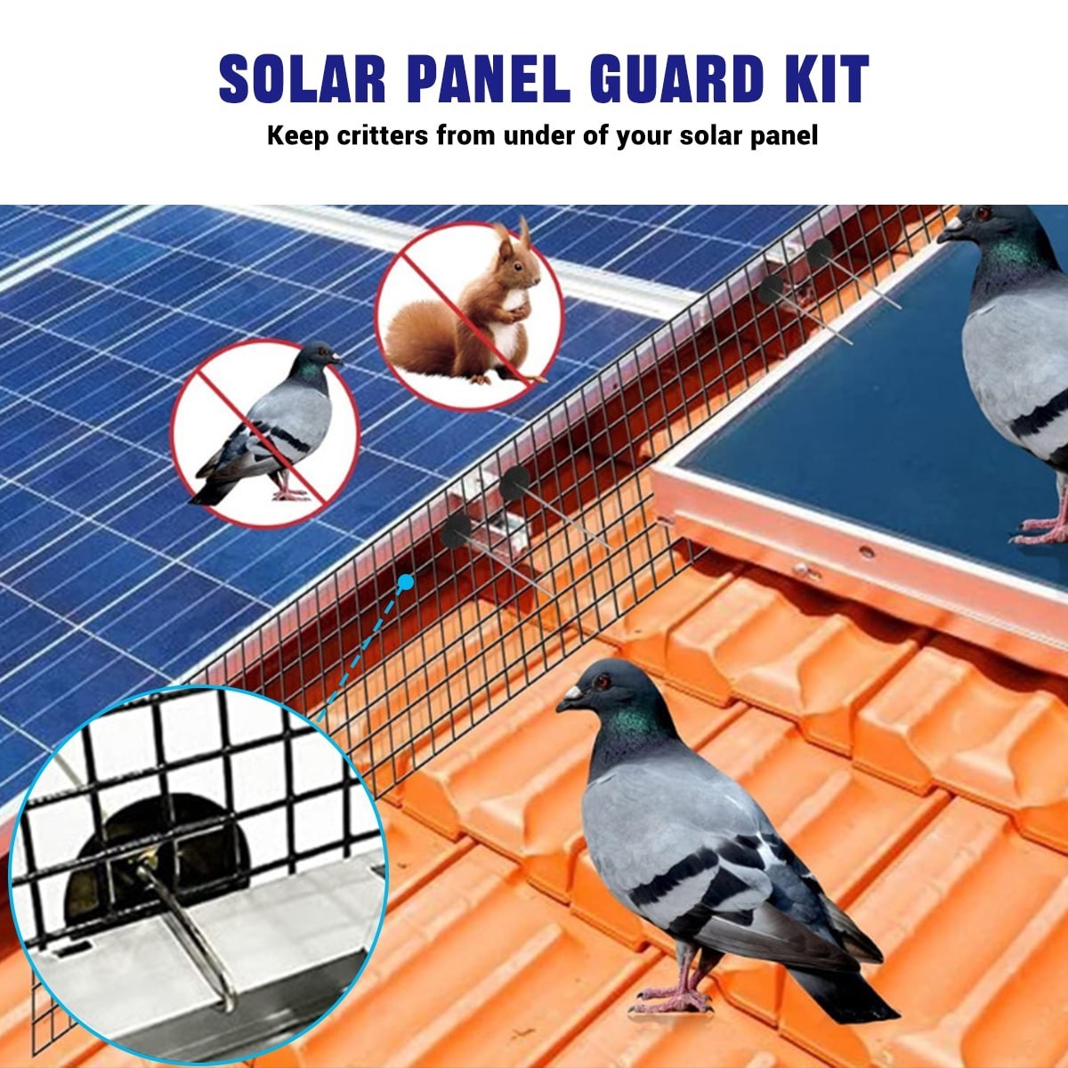 30M Solar Panel Bird Wire Mesh Guard Kit Proofing Pigeons Pest Clips Net Critter
