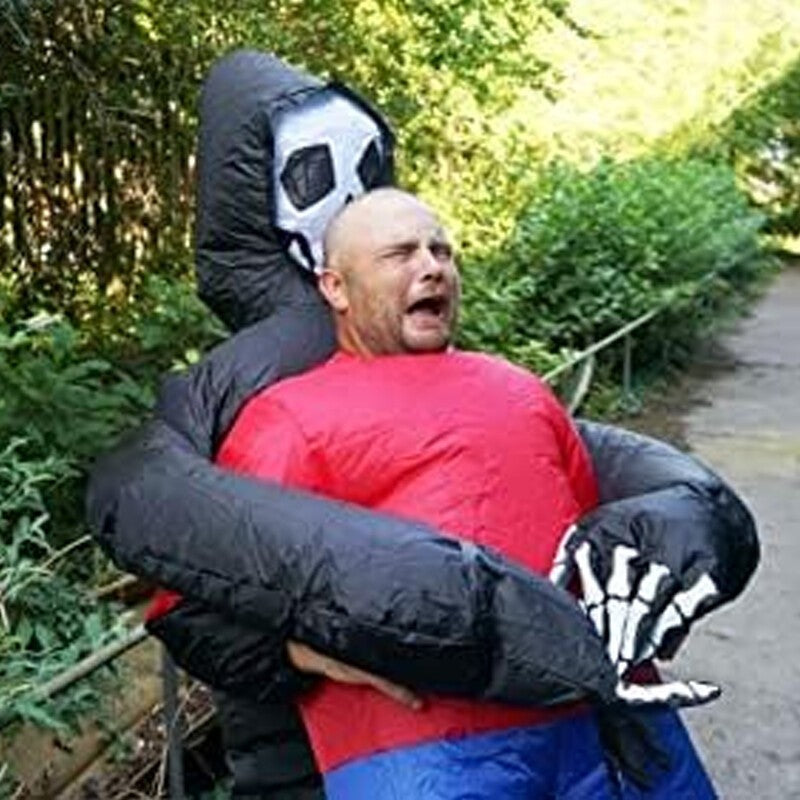 Adult Inflatable Grim Reaper Fancy Dress Costume Mens Halloween Skeleton Costume