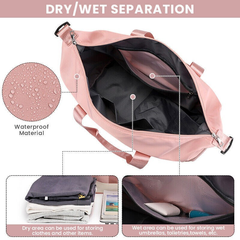 Women Fitness Gym Bag Travel Weekend Bag Large Holdall Luggage Shoulder Bag