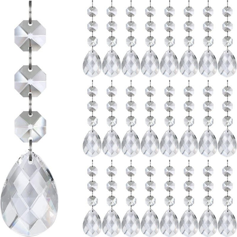 30x Snowflake Crystal Christmas Ornaments Hanging Pendants Xmas Tree Decorations