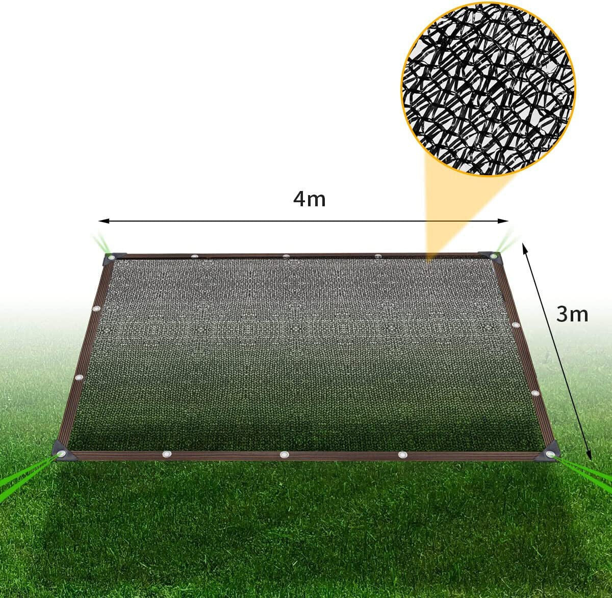 3*4M Shade Net Shade Cloth Sun Protection Net Uv-Resistant Fabric Net Eyelets
