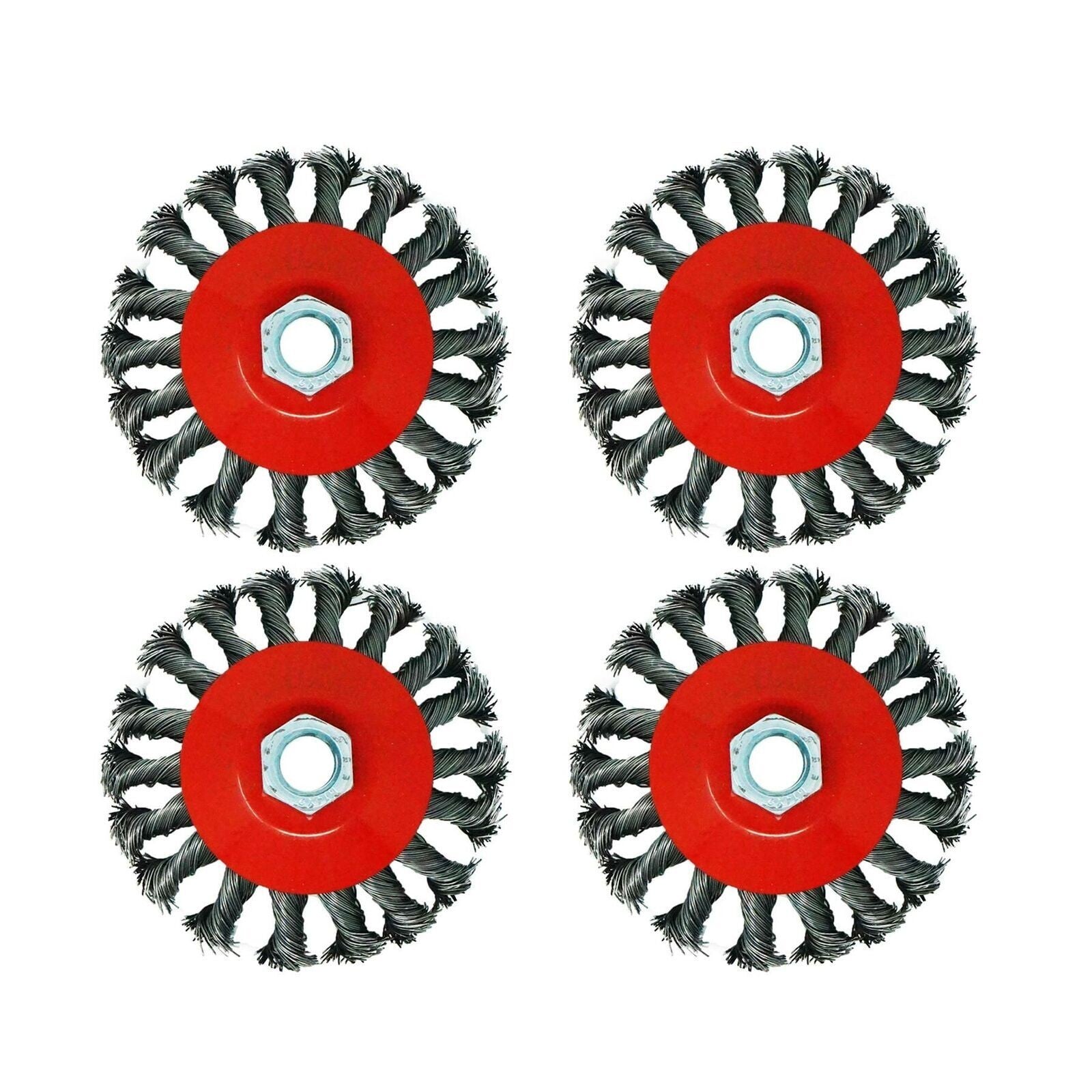 4PCS 4" TWISTED KNOT WIRE WHEELS FLAT BRUSH FOR ANGLE GRINDER REMOVE RUST UK