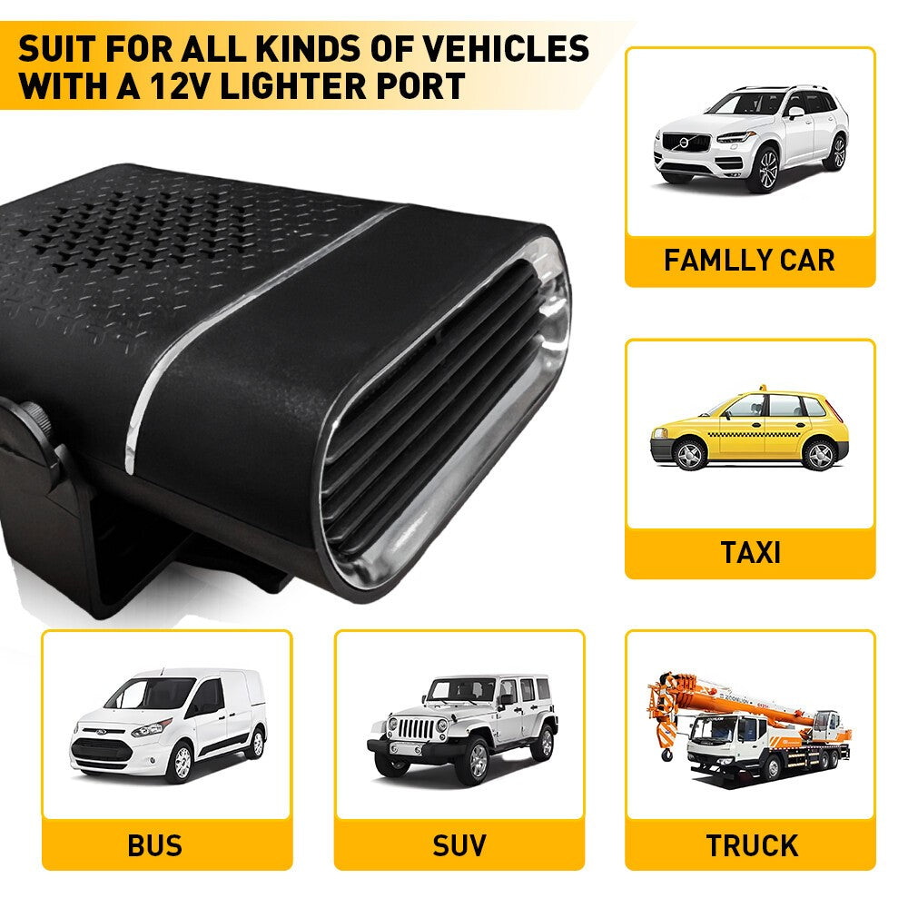 12V 150W Electric Heating Car Van Heater Defogger Demister Cooler Fan Portable