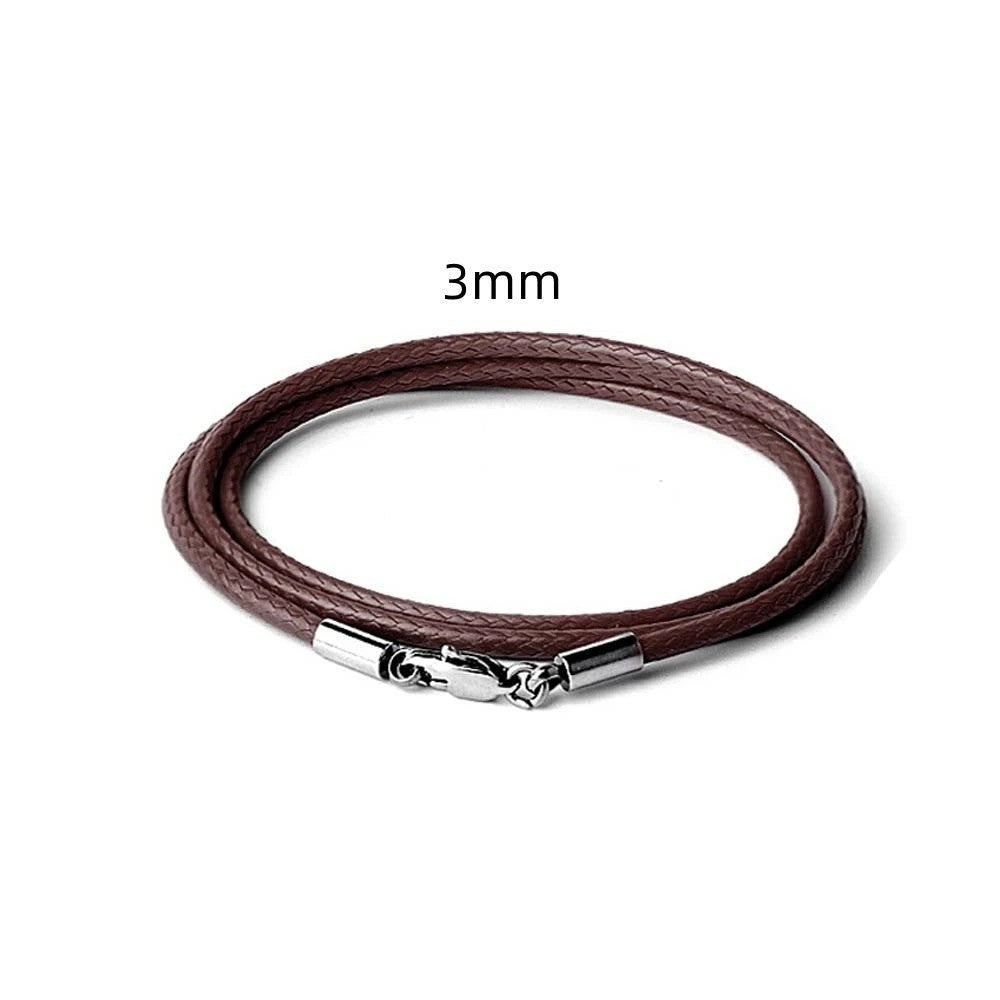 BLACK COFFEE BROWN BRAIDED PU WAX LEATHER CORD NECKLACE STAINLESS STEEL CLASP