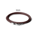 BLACK COFFEE BROWN BRAIDED PU WAX LEATHER CORD NECKLACE STAINLESS STEEL CLASP