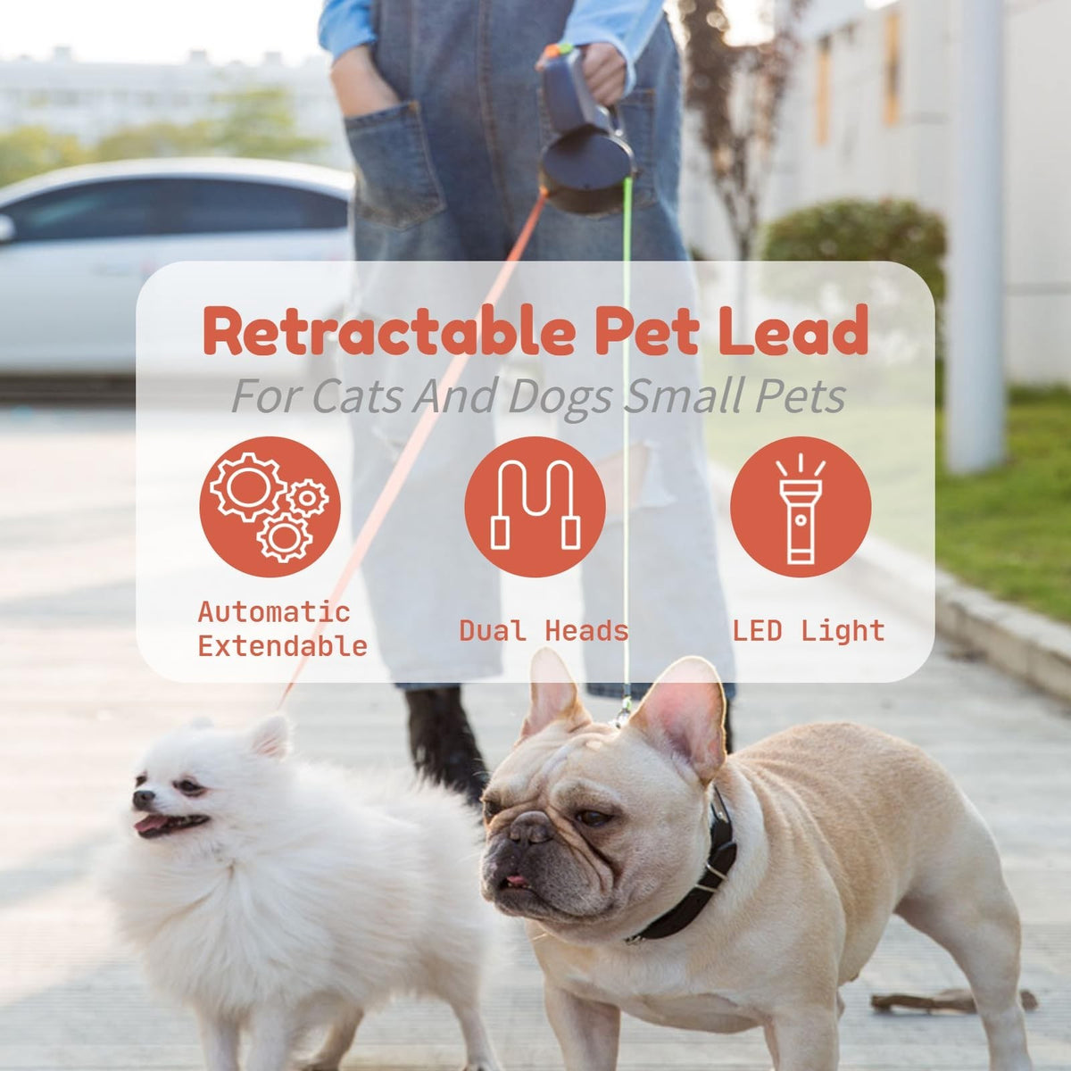3M 360° Retractable Lead Leash Double Tangle Dual Doggie 2 Dog For Pet Dog