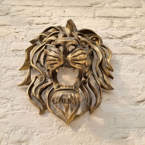 Lion Head Wall Mounted Art Sculpture Farmhouse 3D Hollow Out Hanging E