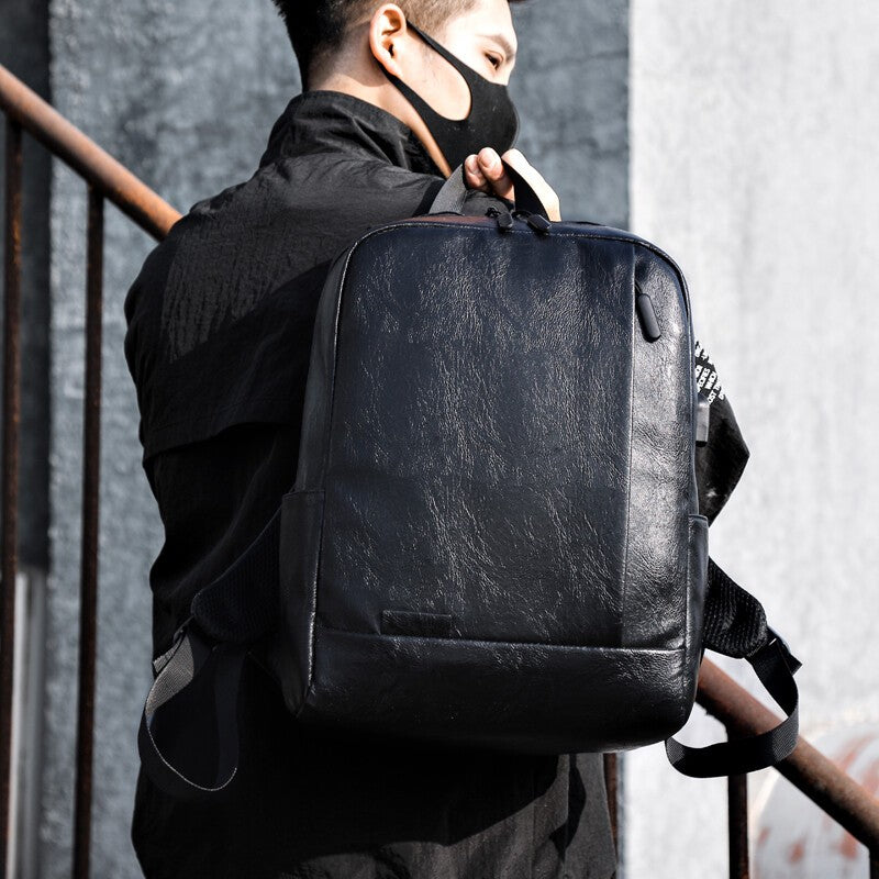 Men's Office Backpack 15.6" Laptop Leather Business Bag Work Travel Daypack