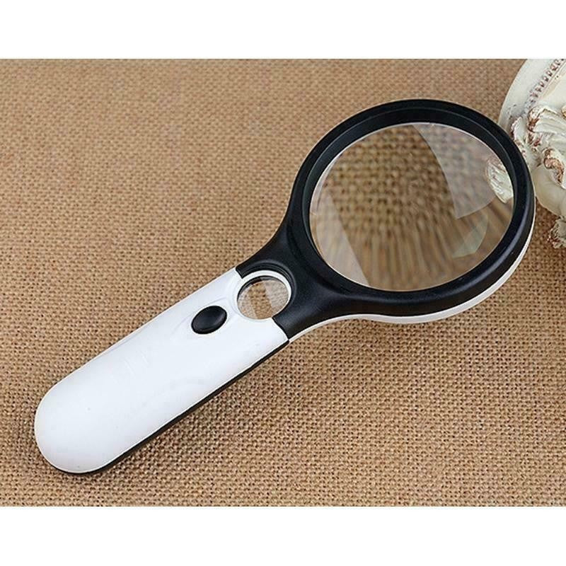 Extra Strong Magnifying Glass 3 Bright LEDs 45X Zoom Lightweight Hand Held