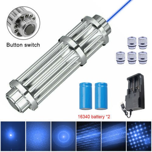 <1MW Laser Pointer Beam Light Powerful Blue Laser 500 Km Aluminum box set