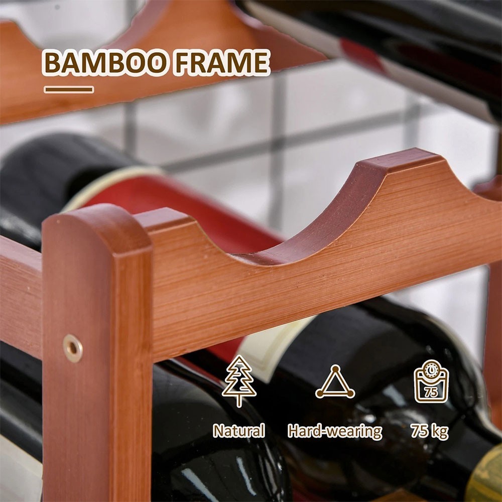Bamboo Wine Rack 16 Bottles 4 Tier Tabletop Wine Holder Storage Display Stand UK