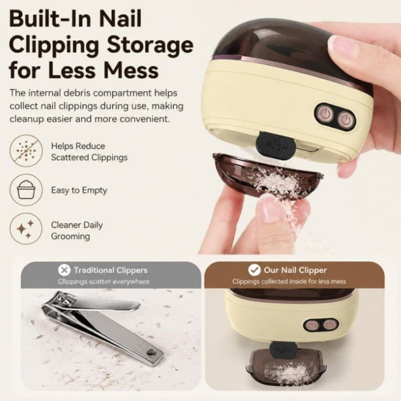 2-in-1 Smart Electric Nail Clipper&Polisher,,Rechargeable Automatic Nail Clipper
